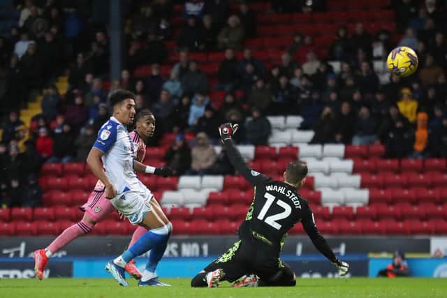 QUALITY: Of players like Leeds United star Crysencio Summerville, centre, the difference in Saturday's Championship clash at Blackburn Rovers, the Whites winger pictured putting his side 2-0 up and en route to victory at Ewood Park. Photo by Tim Markland/PA Wire.