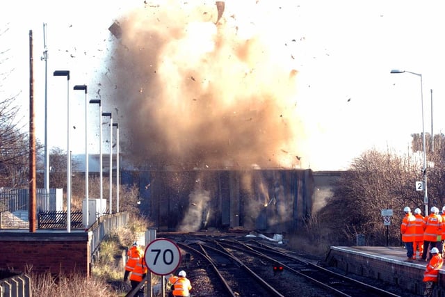 December 2005 and a bridge was blown up as part of a controlled explosion at Micklefield railway station.