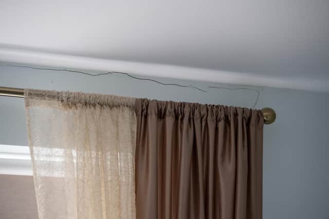 Cracks in the bedroom. 
Linda Peacock's insurance providers are now having to pay for specific work on the trees and are planning on suing the council. Photograph by Tony Johnson