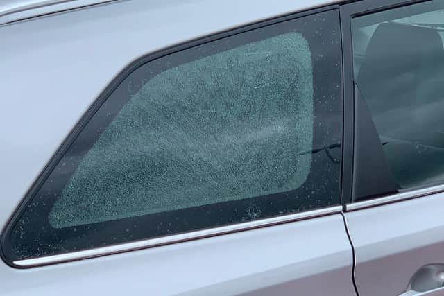Mohammed Sajaad's car window was smashed as he was driving home. Photo: Mohammed Sajaad