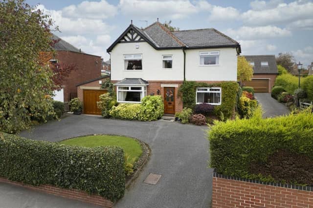 The front aspect of the impressive period home with double entrance driveway, for sale in Ossett.