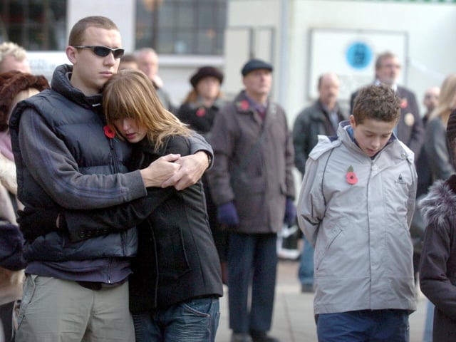 Remembrance Sunday at the war memorial in November 2004.