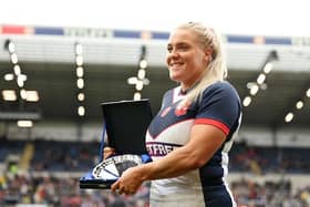 Amy Hardcastle was player of the match in England's win over Wales at Headingley last weekend. Picture by John Clifton/SWpix.com.