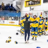 WINNERS: Leeds Knights will lift the NIHL National trophy in front of their own fans at Elland Road Ice Arena this Sunday. Picture courtesy of Steve Brodie
