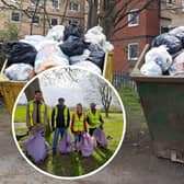 Volunteers from the University of Leeds and Leeds Beckett helped with the clean-up of Woodhouse Moor after council staff had filled two skips with litter.