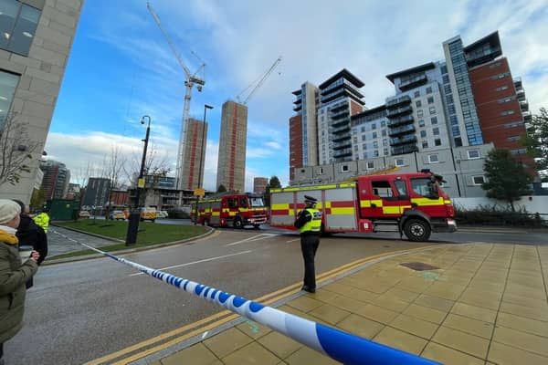 Emergency crews have cordoned off a large stretch of Whitehall Road in Leeds city centre. Photo: National World