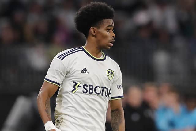 PERTH, AUSTRALIA - JULY 22: Crysencio Summerville of Leeds United controls the ball during the Pre-Season friendly match between Leeds United and Crystal Palace at Optus Stadium on July 22, 2022 in Perth, Australia. (Photo by Will Russell/Getty Images)