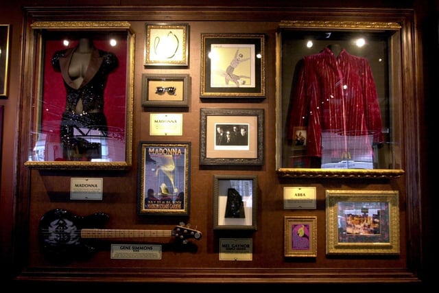Items on display included a red shirt worn by Elvis in his 1964 movie Viva Las Vegas, a pair of sunglasses worn by Madonna in the video for her 1983 hit Borderline and a  jacket worn by Rolling Stones guitarist Keith Richards on his band's 1990 Steel Wheels tour.