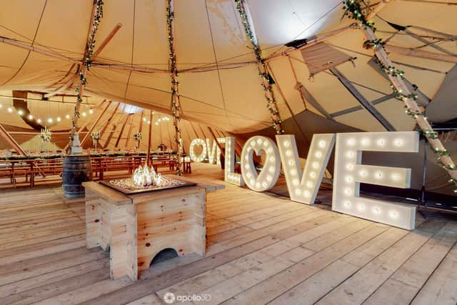 Interrior shot of a wedding venue from a 3D virtual tour by Apollo3D
