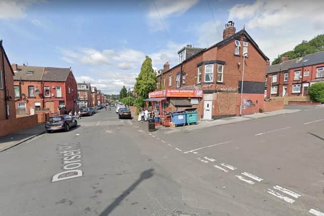 The attack with the machete and the golf club happened on Dorset Road, Harehills, in front of members of the public. Photo: Google