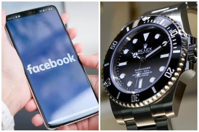 Robinson used Facebook to contact sellers, including a man selling a £10,000 Rolex watch. (library pics by Adobe / Getty Images)