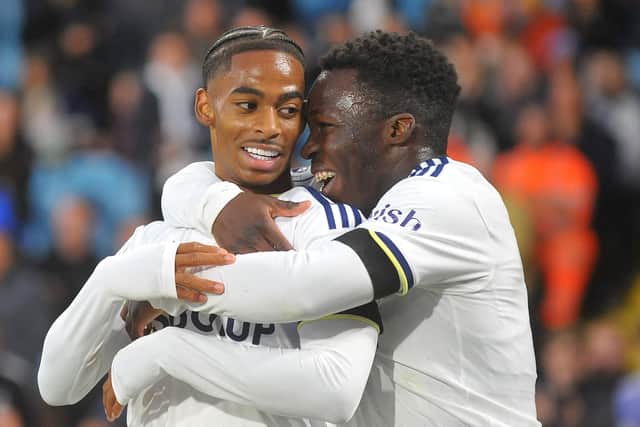 FUTURE'S BRIGHT: Leeds United duo Cryenscio Summerville, left, and Willy Gnonto during Friday night's 6-2 blitz of Southampton's under-21s at Elland Road.