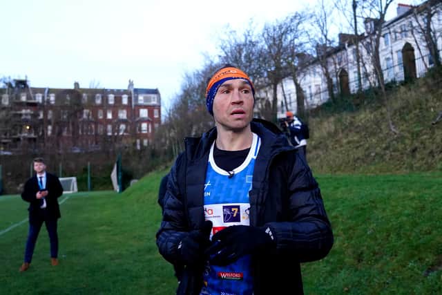 Kevin Sinfield after completing day six of the 7 in 7 in 7 Challenge in Brighton and Hove (Photo by Adam Davy/PA Wire)