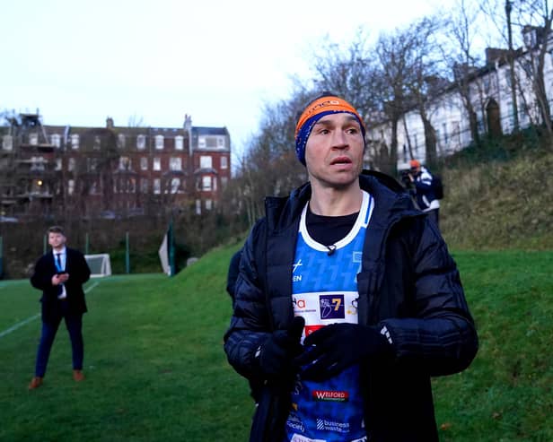 Kevin Sinfield after completing day six of the 7 in 7 in 7 Challenge in Brighton and Hove (Photo by Adam Davy/PA Wire)
