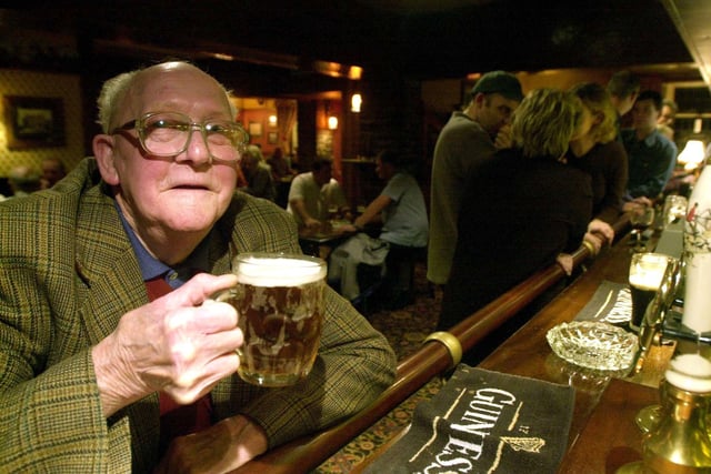 This is Arthur Jowett who had been a regular at the Thornhill Arms for the past 65 years. He is pictured in 2001.