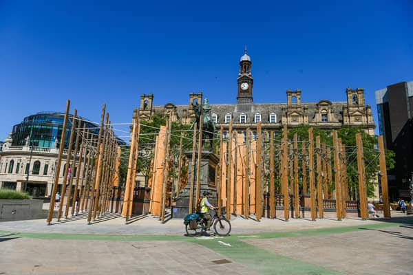 The Making A Stand installation in Leeds City Square, which was has formed a major piece of Leeds 2023' Year of Culture program.