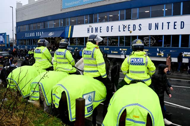 HUGE OPERATION - The policing of Leeds United's fixtures with Manchester United requires a huge operation, so postponing the game in light of a State Funeral and associated events is understandable. Pic: Getty