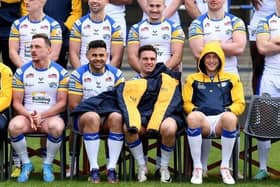 James Donaldson (front row, left of picture) at Leeds Rhinos' 2024 pre-season photocall this week. Picture by Simon Hulme.