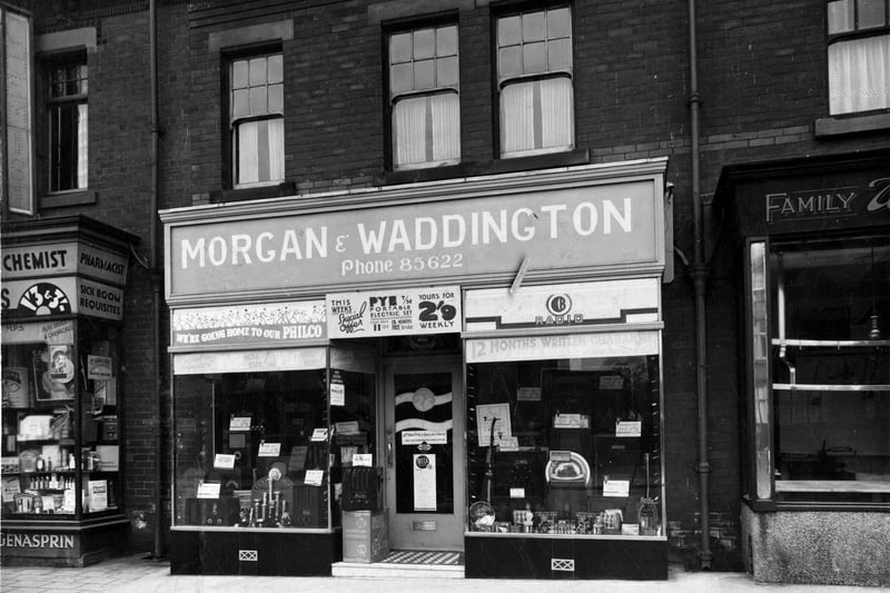 Morgan and Waddington, radio dealers and repairs on Austhorpe Road, pictured in March 1936.