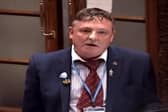 Leeds councillor Sandy Lay, who works as an A&E nurse, delivers a speech at a full council meeting at civic hall.