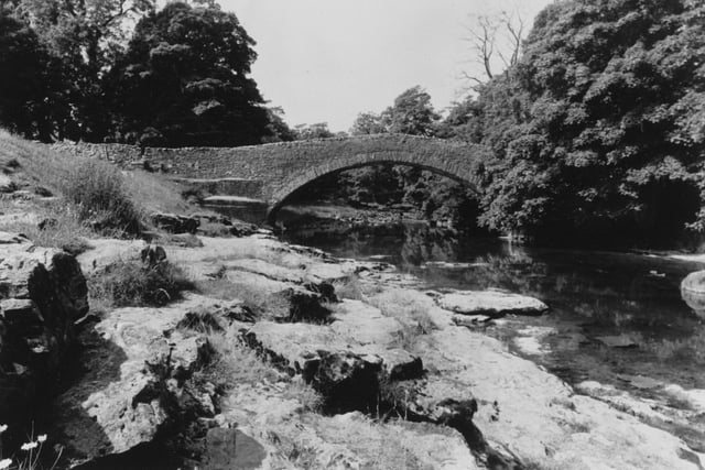 Stainforth Force, where the river falls over limestone ledges into a deep, broad pool which can be accessed by walking a short way from the village in June 1988.