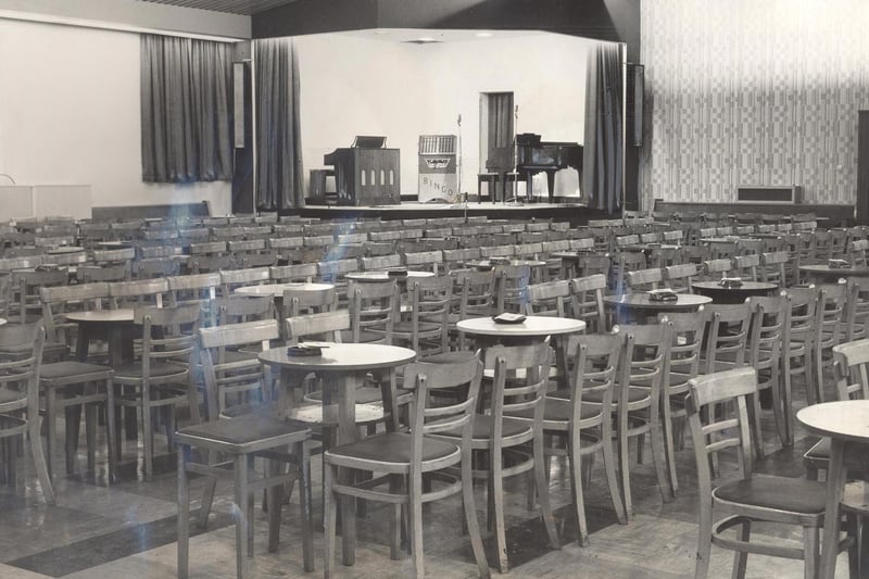 The transformed concert room at West Hunslet Liberal Club on Dewsbury Road. Pictured in November 1966.