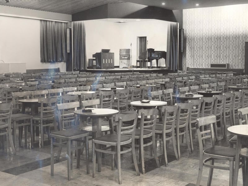 The transformed concert room at West Hunslet Liberal Club on Dewsbury Road. Pictured in November 1966.