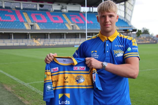 Toby Warren pictured when he signed for Rhinos last year. Picture by Phil Daly/Leeds Rhinos.