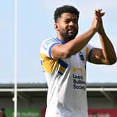Kallum Watkins celebrates Leeds Rhinos' win at York Knights. Picture by Matthew Merrick/SWpix.com.