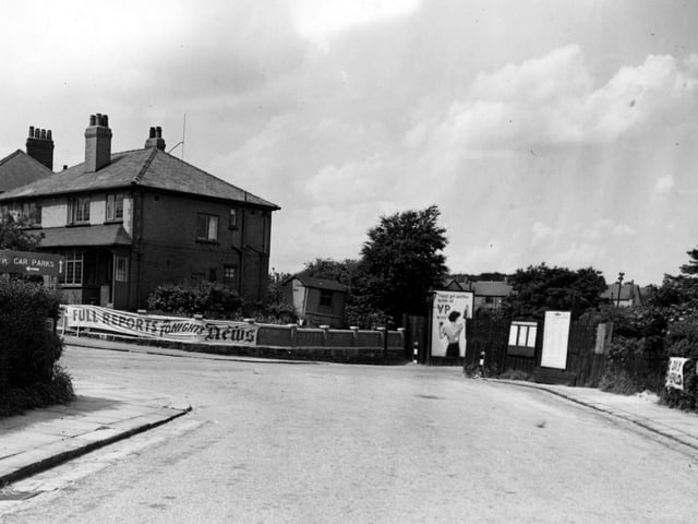The junction of St.Michael's Lane and St. Anne's Drive on the southern approach to Headingley cricket and rugby grounds. Pictured in July 1956.