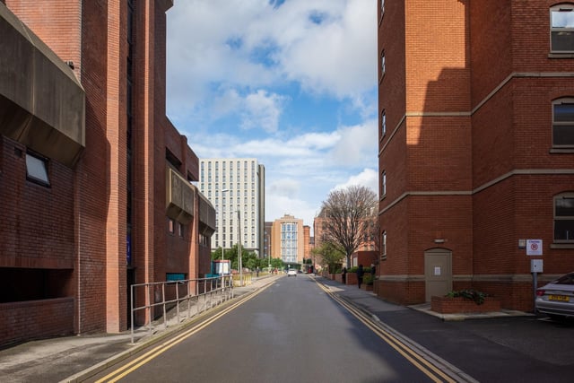 Phase 1 of the development, which comprised the regeneration of the former police headquarters in Leeds, was opened by Study Inn in September 2022, delivering 163 rooms. Pictured is the view of the development from Grace Street.