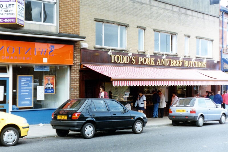 The former premises of H. Drake Ltd. pork butcher's. The shop had re-opened as Todd's Pork and Beef Butchers when this photo was taken in September 1995.