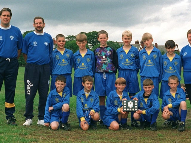 Wortley Boys U-12's squad in September 1996. They are pictured with joint managers Terry Fennelly and Steve Wilson as well as secretary Wendy Fulthorpe.