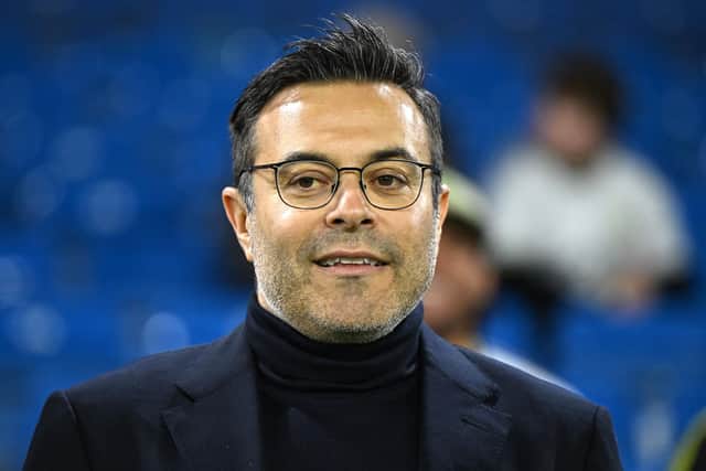 Leeds United's Italian chairman Andrea Radrizzani on the pitch ahead of the English Premier League football match between Leeds United and Manchester City (Photo by OLI SCARFF/AFP via Getty Images)
