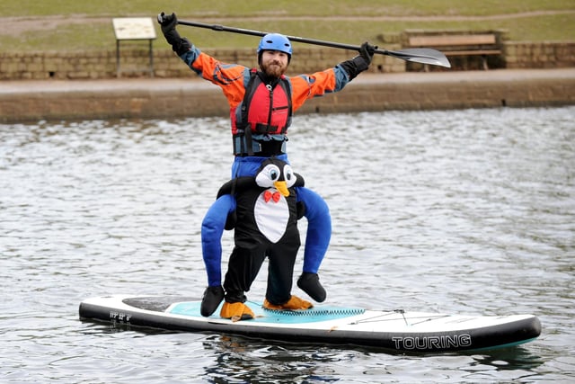 Jack Callister, of Garforth, dressed in a penguin outfit during the event.