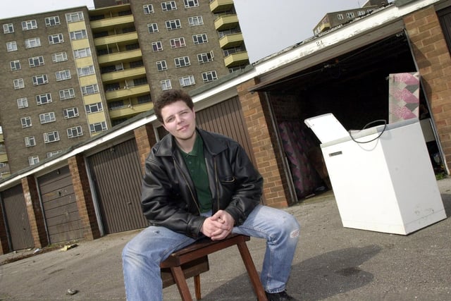 This is Jayson Mulholland who ran Tower Block Project Furniture Store for Lincoln Green.  Pictured in May 2001.
