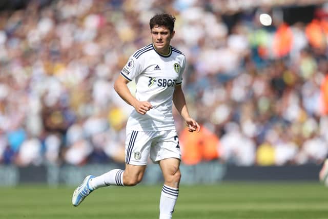 LEEDS, ENGLAND - AUGUST 21: Dan James of Leeds United during the Premier League match between Leeds United and Chelsea FC at Elland Road on August 21, 2022 in Leeds, England. (Photo by Catherine Ivill/Getty Images)