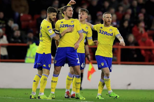 NOTTINGHAM, ENGLAND - JANUARY 01: Jack Clarke of Leeds United celebrates his goal during the Sky Bet Championship match between Nottingham Forest and Leeds United at City Ground on January 01, 2019 in Nottingham, England. (Photo by Matthew Lewis/Getty Images)