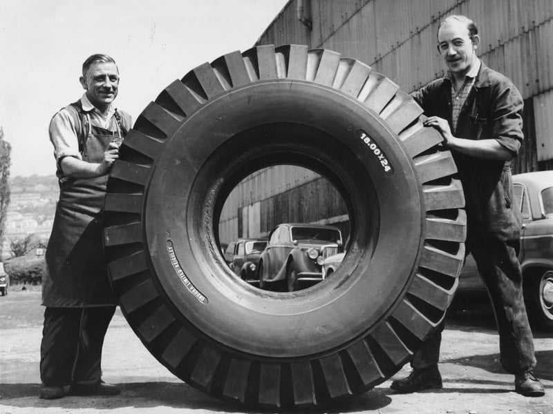 Keighley firm Ondura Ltd. could be described in May 1962 as cobblers to a big and important section of the transport industry. They moulded new treads onto vehicle tyres and deal with anything from a tiny scooter tyre to a giant from one of the heavy earth movers used in open cast coal mining.