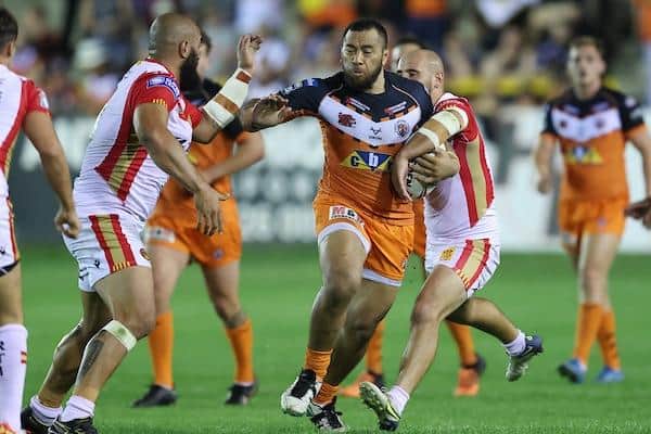 Suaia Matagi has completed a two-match ban and will return for Tigers against Salford. Picture by John Clifton/SWpix.com.
