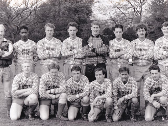 Cross Bank who needed one point to clinch the Spen Valley League title in April 1993. Back row, from left, are Tony Kelly, Anfguis Morgan, Peter Hopkins, Phil Ashton, Kevin Wilby, Clive Guest and Danny Day. Front row, from left, are Billy Simpson, Paul Hopkins, Paddy Leach, Richard Parsons, Trevor Hinchliffe and Brendan Kerwick.