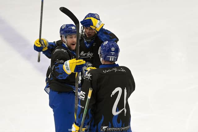 OPENING SALVO: Leeds Knights  Kieran Brown celebrates opening the scoring against Hull Seahawks. Picture: Jonathan Gawthorpe
