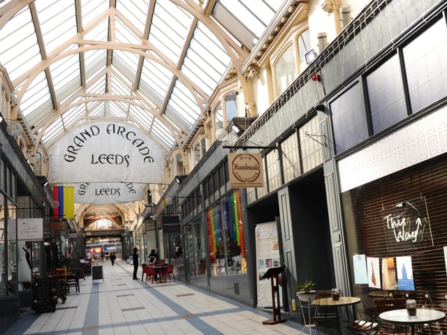 Serving as a vibrant link between Vicar Lane and New Briggate, The Grand Arcade in Leeds city centre was built in 1897. As well as popular food and drink venues, the sheltered walkway features various shops and the newly-refurbished William Potts clock.