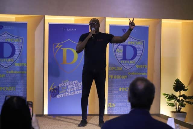 Javier pitching his innovative start-up (Nuwaay) to billionaire technology investor Tim Draper in Silicon Valley California U.S.A.