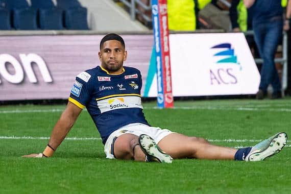 A dejected Nene Macdonald after Rhinos' golden-point loss to St Helens in May. Picture by Allan McKenzie/SWpix.com.