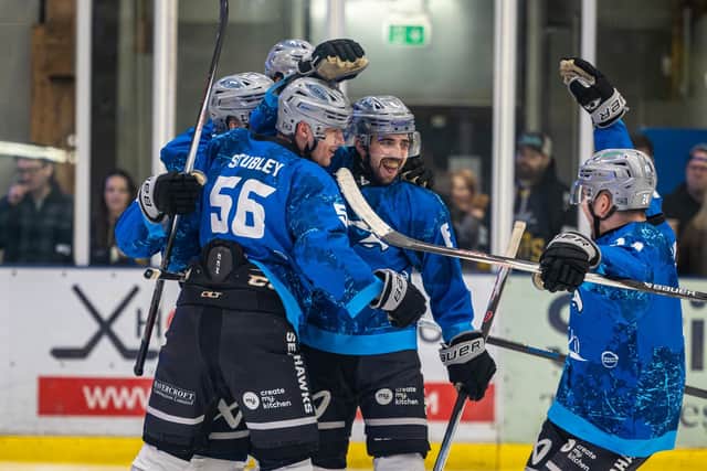 FINISHING OFF: Ethan Hehir (second right) celebrates scoring Hull's fourth goal against former club, Leeds on Friday night. Picture: Alistair How/Knights Media.