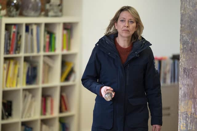 Nicola Walker stars in Annika, the crime drama set around The Clyde and Scotland's islands. Pic: BBC/UKTV/Graeme Hunter