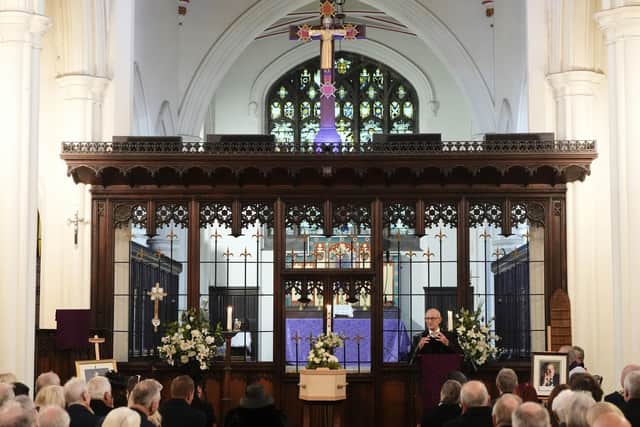 The funeral service for former cricket umpire Dickie Bird at St Mary’s Church, Barnsley. (Pic credit: Nick Potts / PA Wire)