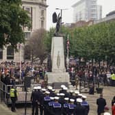 The Remembrance Sunday service at Leeds War Memorial in Leeds city centre.