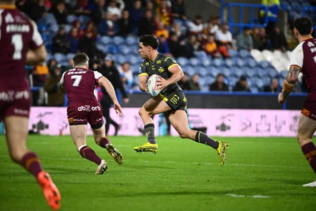 Brodie Croft scored four tries during Leeds Rhinos' big win at Huddersfield Giants. Picture by Olly Hassell/SWpix.com.